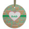 Hearts Flat Glass Ornament - Round w/ Monogram