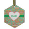 Hearts Flat Glass Ornament - Hexagon w/ Monogram