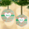 Hearts Flat Glass Ornament w/ Monogram