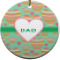 Hearts Round Ceramic Ornament w/ Monogram