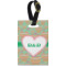 Hearts Plastic Luggage Tag - Rectangular w/ Monogram