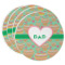 Hearts Round Paper Coasters w/ Monograms