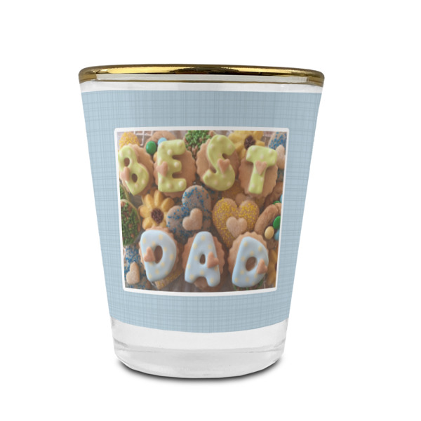 Custom Design - Glass Shot Glass - Gold Rim - Front