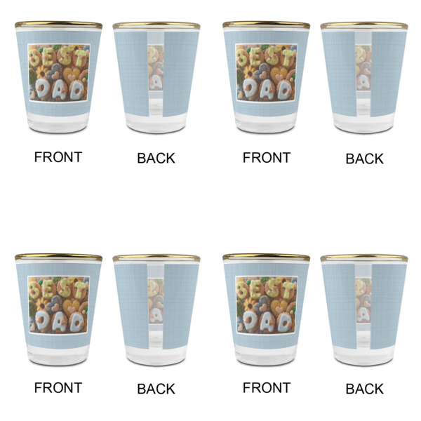 Custom Design - Glass Shot Glass - Gold Rim - Set of 4 - Front & Back