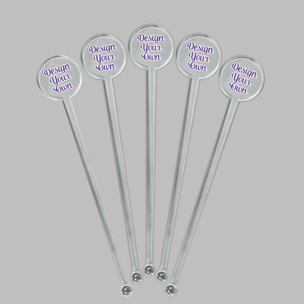 Custom Design - Clear Plastic 7" Stir Stick - Round - Fan View