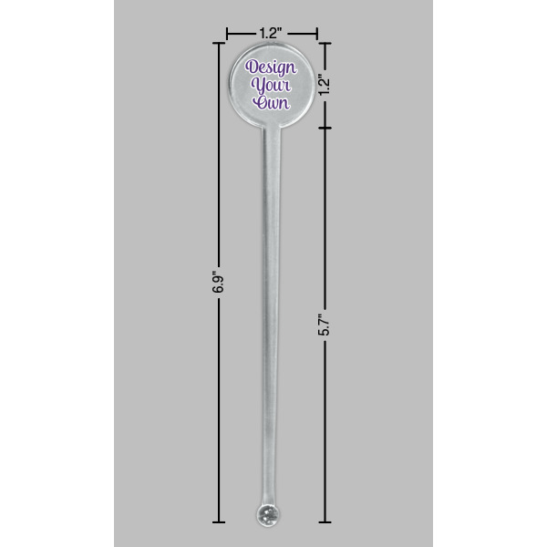 Custom Design - Clear Plastic 7" Stir Stick - Round - Dimensions