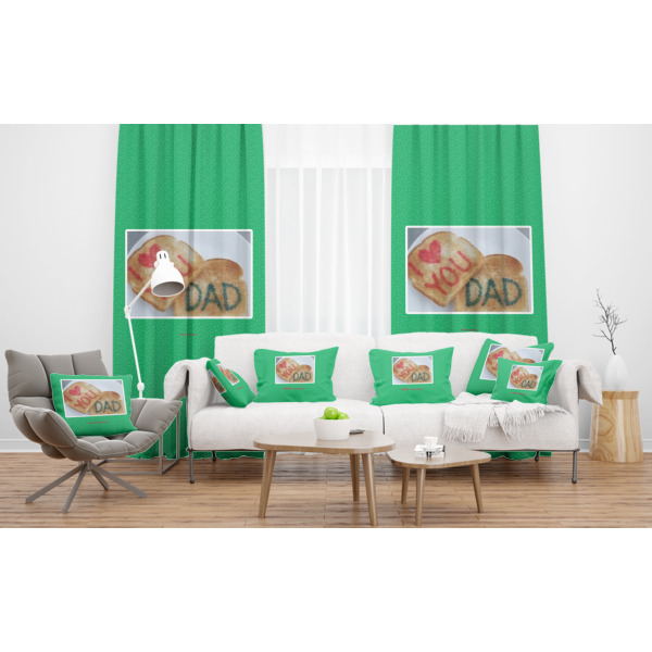 Custom Design - Sheer and Custom Curtains in Room with Matching Pillows