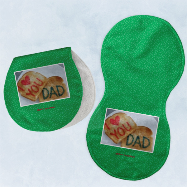 Custom Design - Two Peanut Shaped Burps - Open and Folded