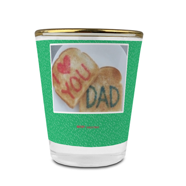 Custom Design - Glass Shot Glass - Gold Rim - Front