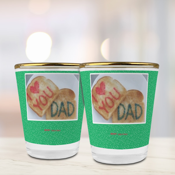 Custom Design - Glass Shot Glass - Gold Rim - Lifestyle