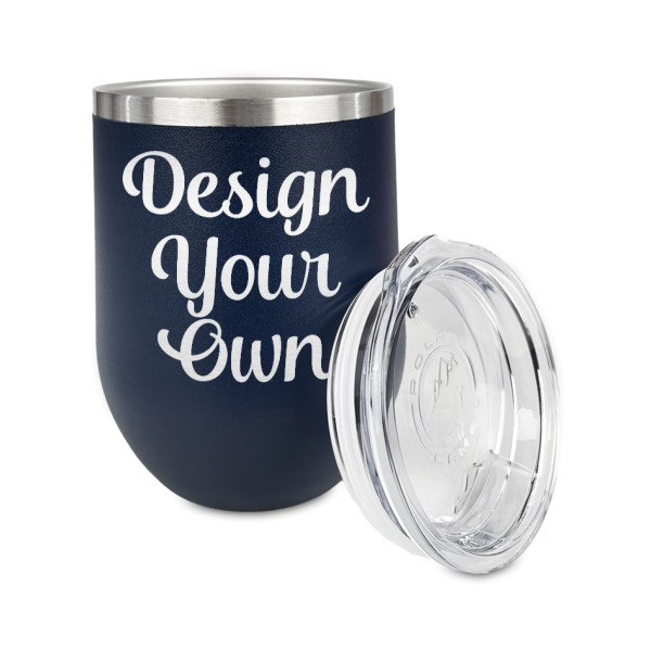 Custom Design - Stainless Wine Tumblers - Navy - Double Sided - Alt View