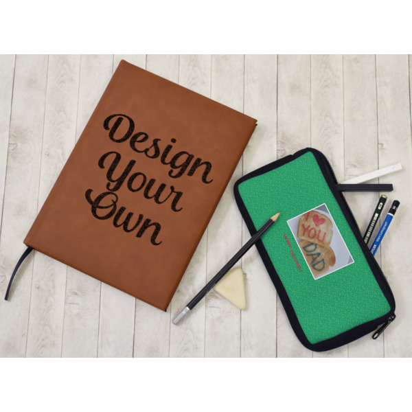 Custom Design - Leather Sketchbook - Small - Double Sided - In Context