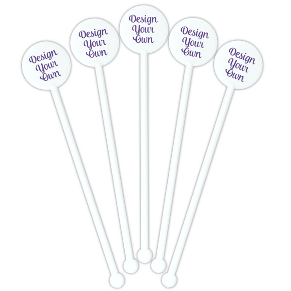 Custom Design - White Plastic 5.5" Stir Stick - Fan View
