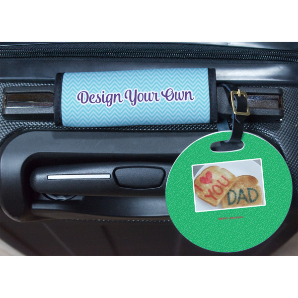 Custom Design - Round Luggage Tag & Handle Wrap - In Context