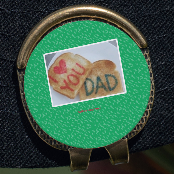 Custom Design - Golf Ball Marker Hat Clip - Gold - Close Up