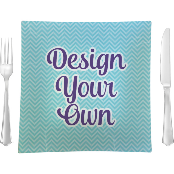 Custom Design Your Own Glass Square Lunch / Dinner Plate 9.5" - Single