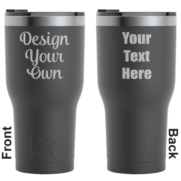 Custom Design Your Own RTIC Tumbler - Black - Laser Engraved - Double-Sided