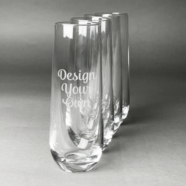 Custom Design Your Own Champagne Flute - Stemless - Laser Engraved - Set of 4