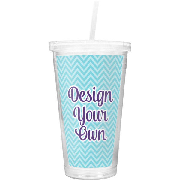 Custom Design Your Own Double Wall Tumbler with Straw
