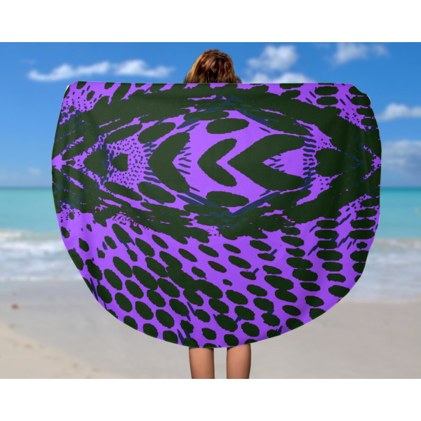 Custom Design - Round Beach Towel - In Use