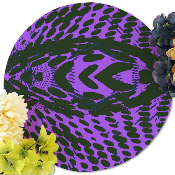 Custom Design - Round Linen Placemats - Front (w flowers)
