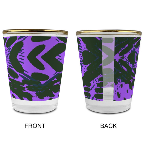 Custom Design - Glass Shot Glass - Gold Rim - Front & Back