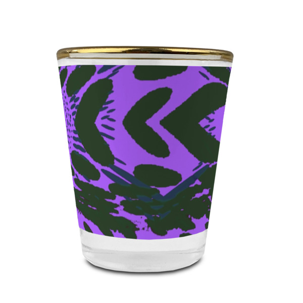 Custom Design - Glass Shot Glass - Gold Rim - Front