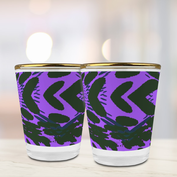 Custom Design - Glass Shot Glass - Gold Rim - Lifestyle
