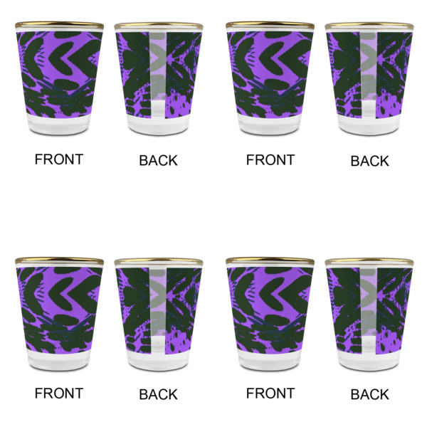 Custom Design - Glass Shot Glass - Gold Rim - Set of 4 - Front & Back