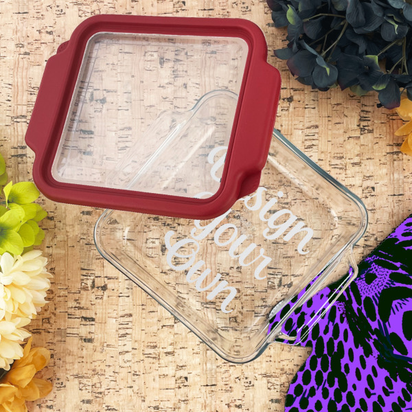 Custom Design - Glass Cake Dish - 8"x8" - Lifestyle