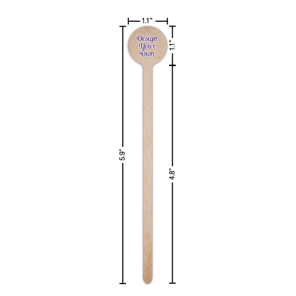 Custom Design - Wooden 6" Stir Stick - Round - Dimensions