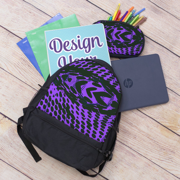 Custom Design - Large Backpack - Black - With Stuff