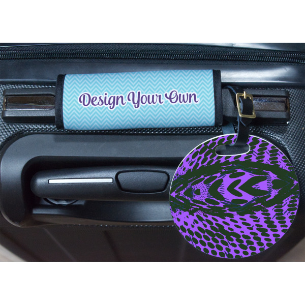 Custom Design - Round Luggage Tag & Handle Wrap - In Context