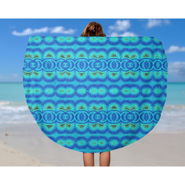 Custom Design - Round Beach Towel - In Use