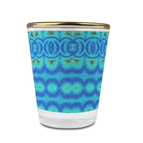 Custom Design - Glass Shot Glass - Gold Rim - Front