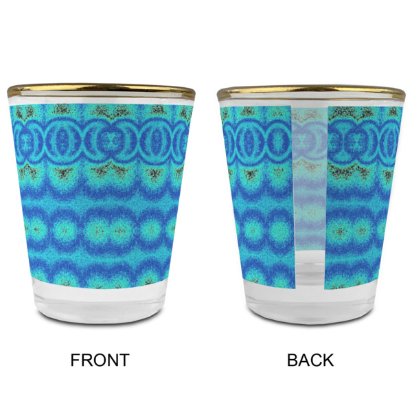 Custom Design - Glass Shot Glass - Gold Rim - Front & Back