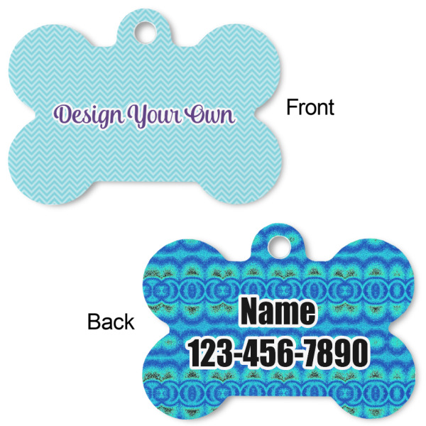 Custom Design - Bone Shaped Dog ID Tag - Large - Front & Back View