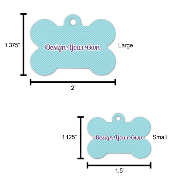 Custom Design - Bone Shaped Dog ID Tags - Comparison Scale