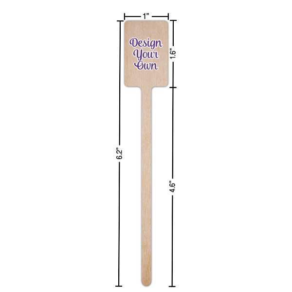Custom Design - Wooden 6.25" Stir Stick - Rectangular - Dimensions
