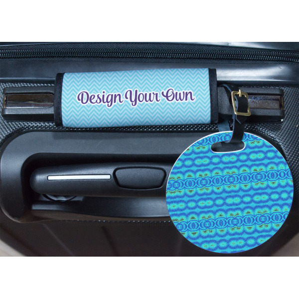 Custom Design - Round Luggage Tag & Handle Wrap - In Context