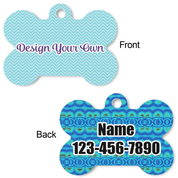 Custom Design - Bone Shaped Dog ID Tag - Small - Front & Back View
