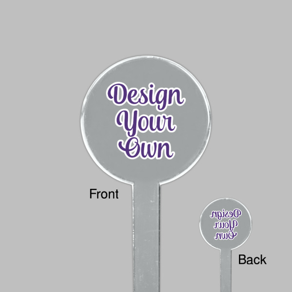 Custom Design - Clear Plastic 7" Stir Stick - Round - Front & Back