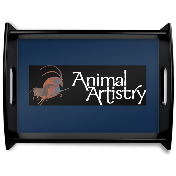 Custom Design Your Own Black Wooden Tray - Large