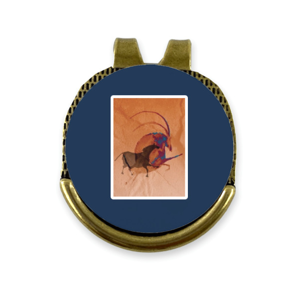 Custom Design - Golf Ball Marker Hat Clip Gold - Front