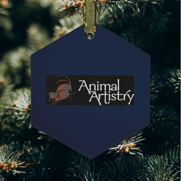 Custom Design - Frosted Glass Ornament - Hexagon (Lifestyle)