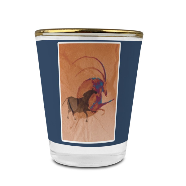 Custom Design - Glass Shot Glass - Gold Rim - Front