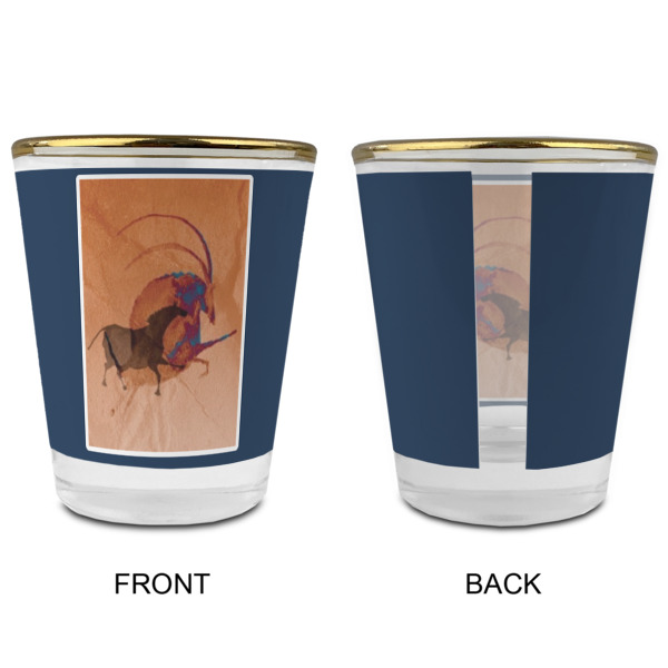 Custom Design - Glass Shot Glass - Gold Rim - Front & Back