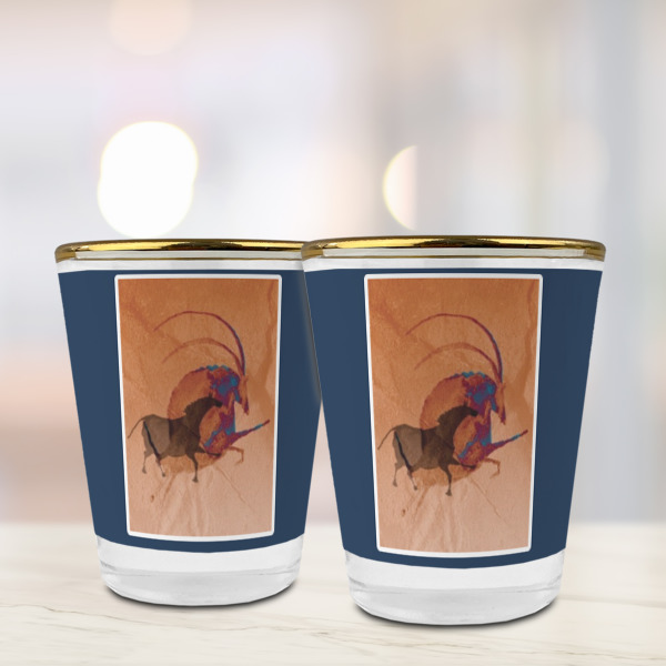 Custom Design - Glass Shot Glass - Gold Rim - Lifestyle