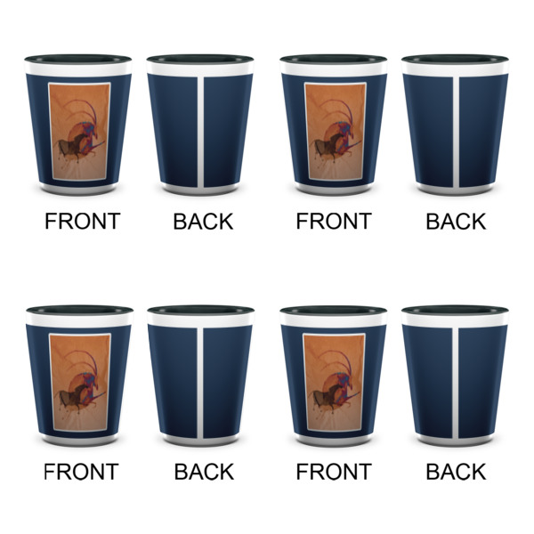 Custom Design - Ceramic Shot Glasses - Two Tone - Set of 4 - Front & Back
