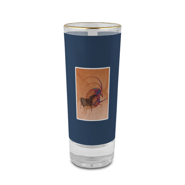 Custom Design Your Own 2 oz Shot Glass - Glass with Gold Rim